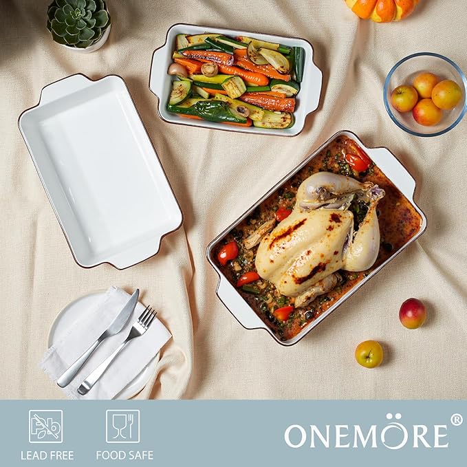 ONEMORE Casserole Dishes for Oven, Ceramic Baking Dish Set of 4, Non-Stick - Image 7