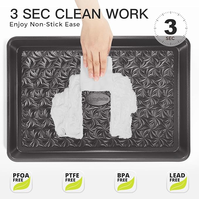 HONGBAKE Nonstick Baking Sheet Pan Set of 3, Cookie Sheets - Image 6
