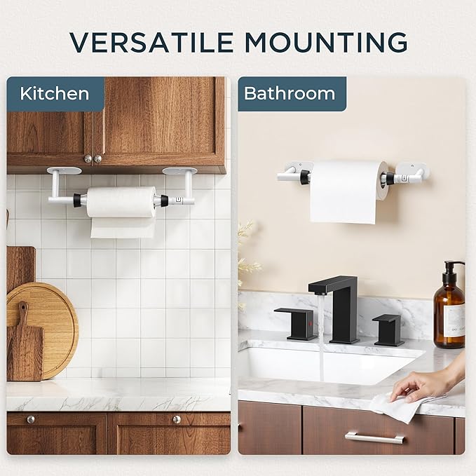 FORIOUS Paper Towel Holder Under Cabinet, One Hand Operable - Image 6