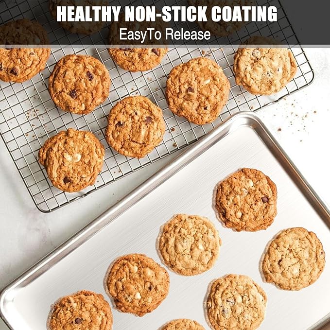 Baking Sheet Cookie Sheet Set of 2, Umite Chef Stainless Steel Baking Pans Tray - Image 5
