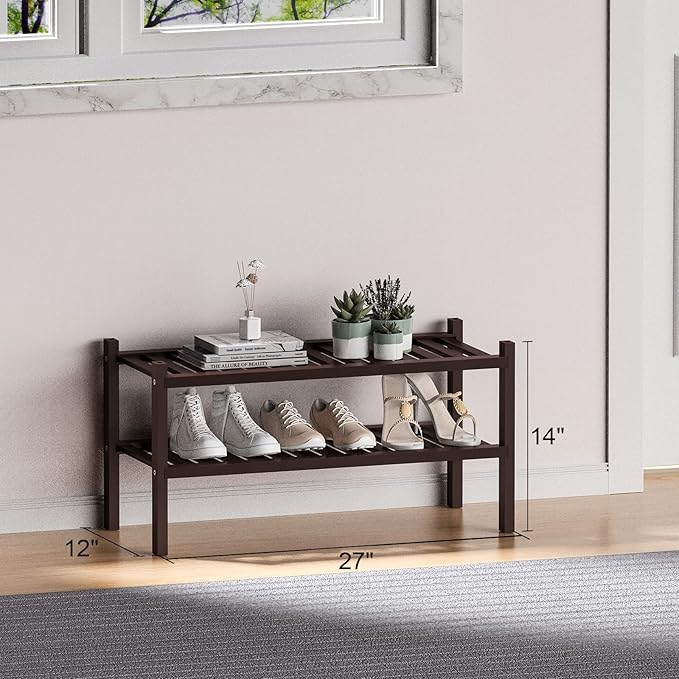 ROMGUAR CRAFT 2 Tier Bamboo Shoe Rack - Image 3