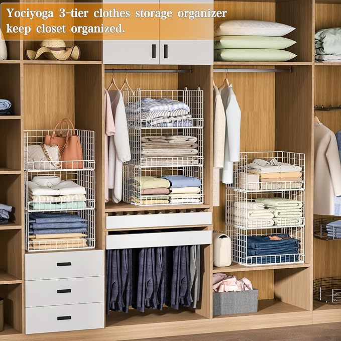 Yociyoga Closet Organizers and Storage Basket- 3-Tier Stackable Storage Bins - Image 5