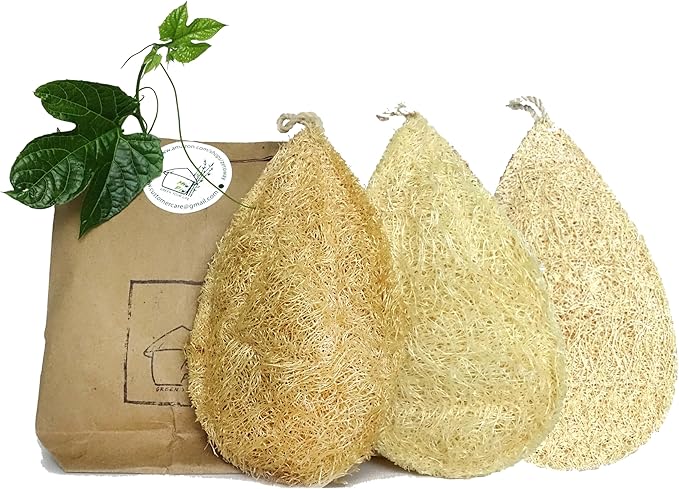 Natural Loofah Dish Sponge Pack 3 Vegetable Scrubber by MiwPiw