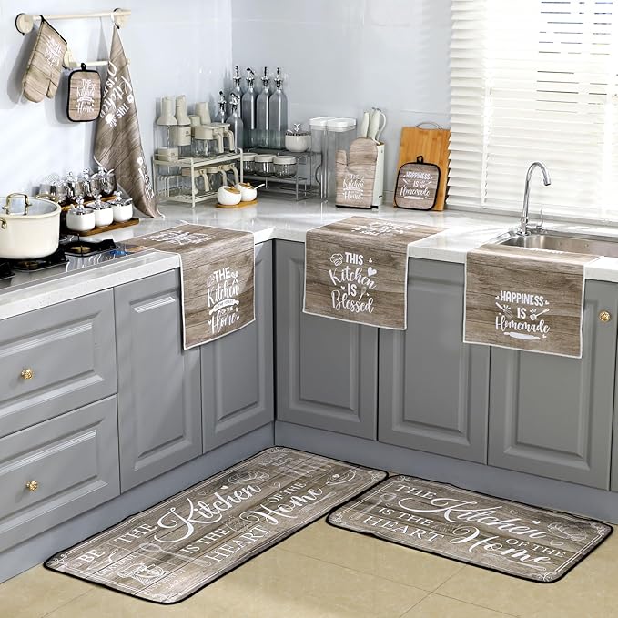 Fourluoo 10 Pcs Farmhouse Kitchen Decor and Accessories Set 4 Kitchen Towels 2 - Image 8