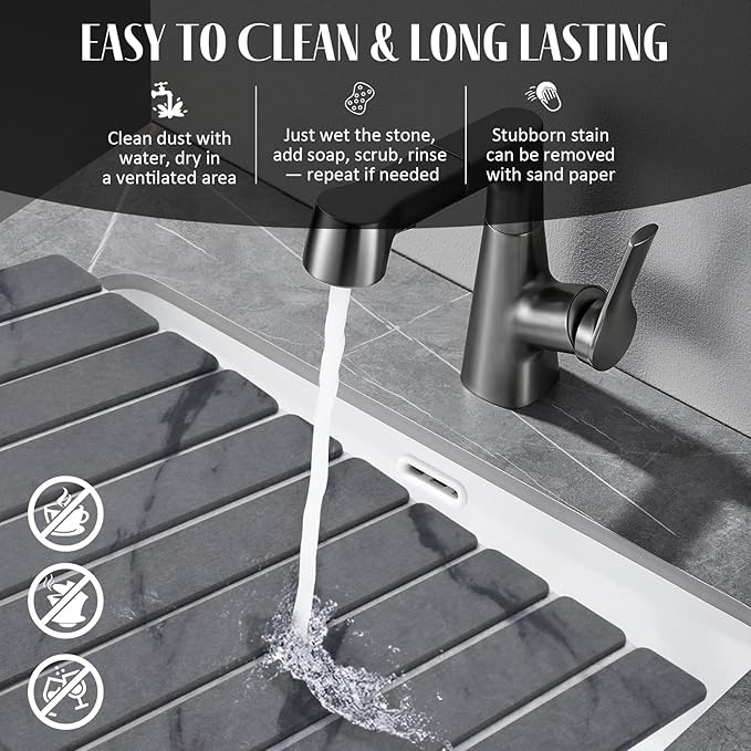 Large Stone Dish Drying Mats for Kitchen Counter, Drying Collapsible Dish - Image 3