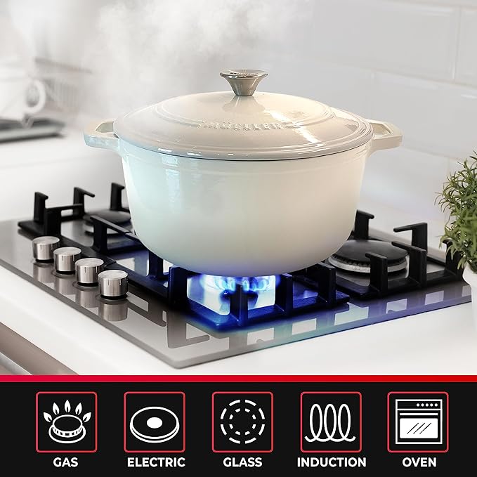 Mueller 6qt Enameled Cast Iron Dutch Oven, Heavy-Duty Casserole and Braiser Pan - Image 6