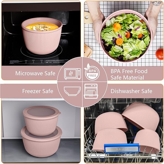 BoxedHome Mixing Bowls with Lids Set, 4 Packs BPA-Free Plastic Prep Bowls - Image 6