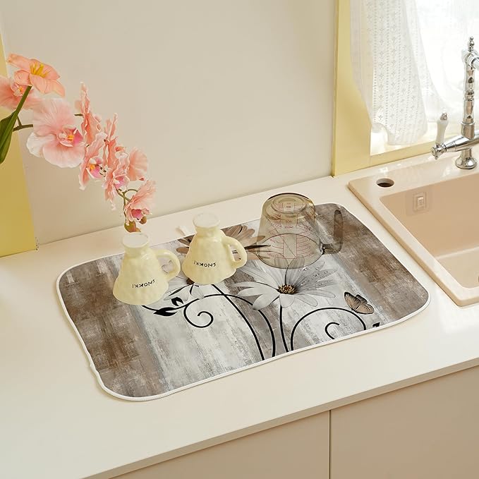 Floral Dish Drying Mat 18x24 Inches - Image 5
