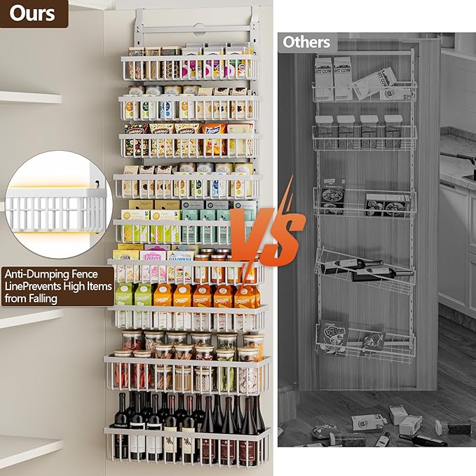 POKIPO 9 Tier Over The Door Pantry Organizer, 2 in 1 Wall Mount or Hanging - Image 6