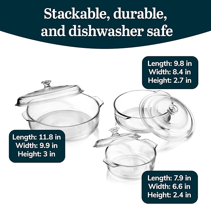 Libbey Baker's Basics 3-Piece Glass Casserole Dishes - Image 3