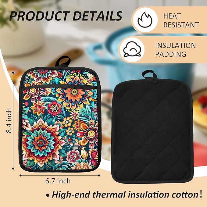 Vibrant Mandala Floral Pot Holders - Image 6
