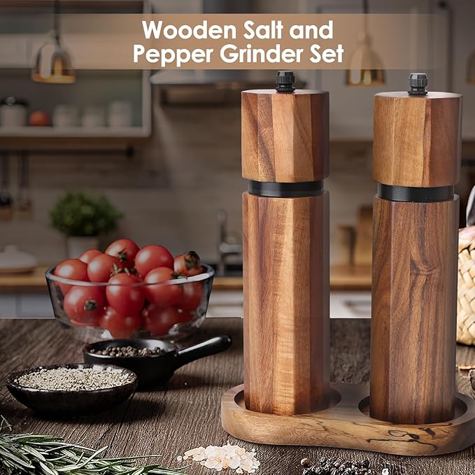 Wooden Salt and Pepper Grinder Set - Image 3