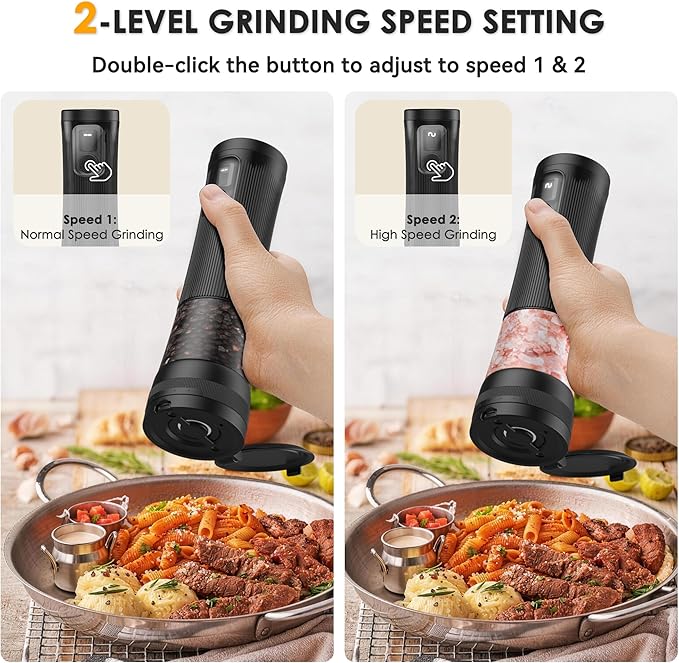 Electric Salt and Pepper Grinder Set, Upgrade 2-Speed Setting, External 5 - Image 4