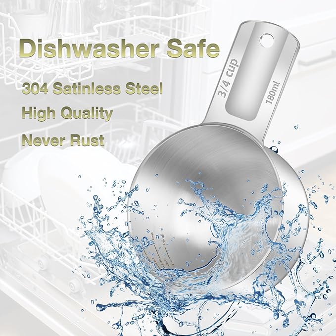 1PCS 3/4Cup Single Measuring Cup, Etched Inner Scale Stainless Steel Measure - Image 6