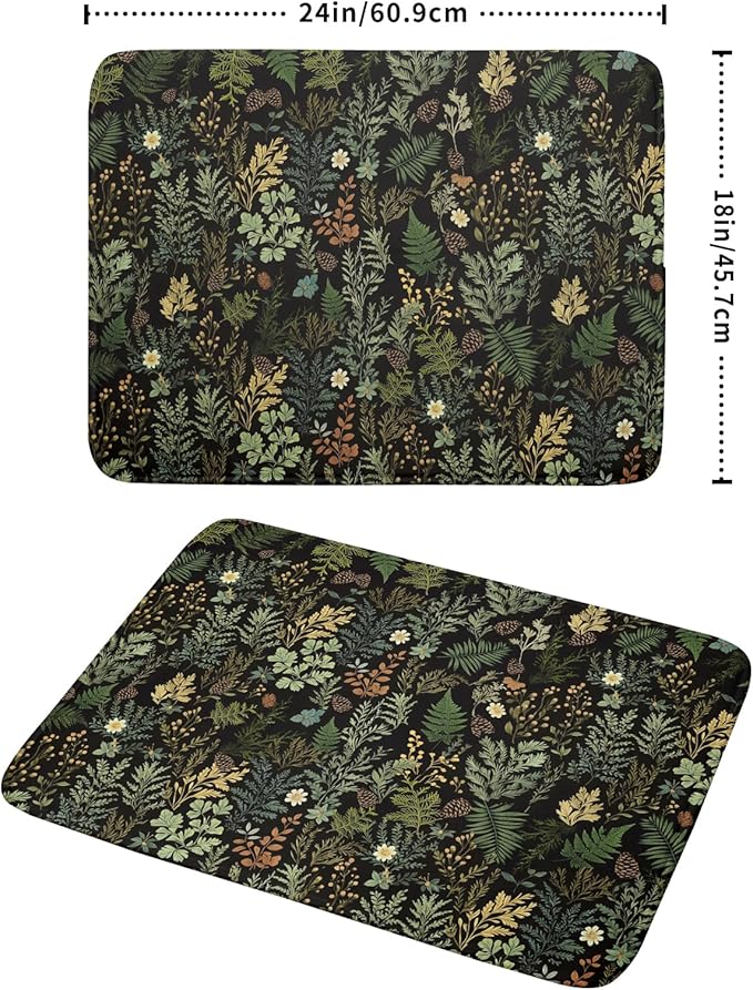Black Green Botanical Dish Drying Mat - Image 2