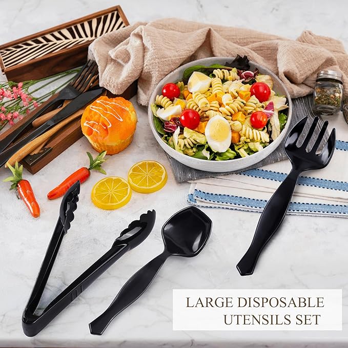 Mwellewm 36Pcs Plastic Serving Utensils Set Large Disposable Serving Spoons - Image 4