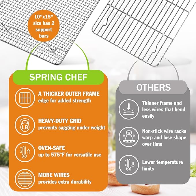 Spring Chef 10 x 15 Inch Stainless Steel Cooling Rack - Image 3