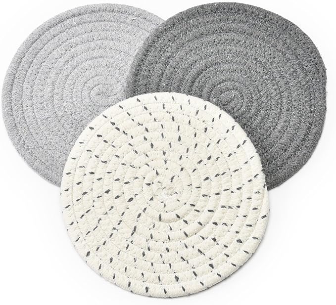 Potholders Set Trivets Set 100% Pure Cotton Thread Weave Hot Pot Holders Set - Image 3