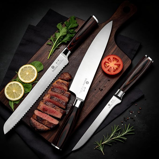 imarku 3 Piece Knife Set, Professional Japanese High Carbon Stainless Steel - Image 3