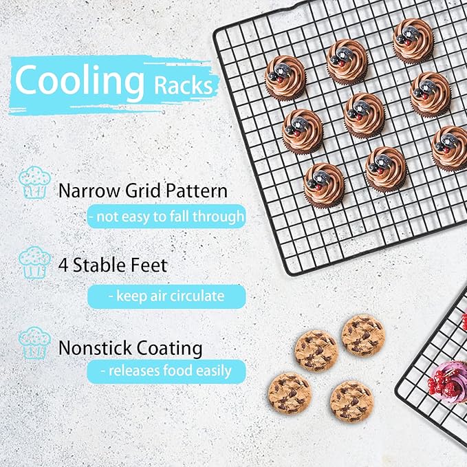 Tebery 4 Pack Black Heavy-Duty Wire Cooking Rack Baking Racks, Nonstick Baking - Image 6