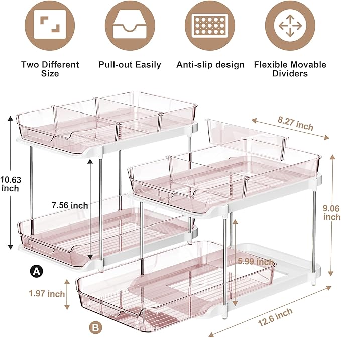 Delamu 2-Tier Multi-Purpose Bathroom Under Sink Organizers and Storage - Image 2