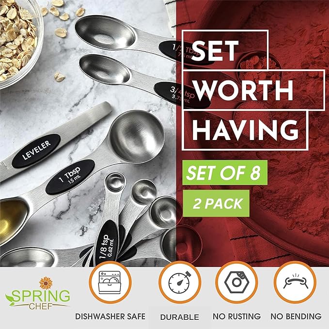 Spring Chef Stainless Steel Magnetic Measuring Spoons Set of 8 - Image 2