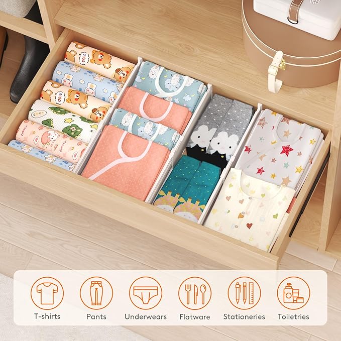 Lifewit 4" Tall 5 Pack Drawer Dividers, 35-56.5cm/13.8-22.2" Expandable Drawer - Image 9