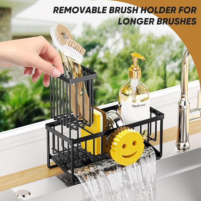 Sponge Holder for Kitchen Sink, Smiley Face Sink Caddy - Image 4
