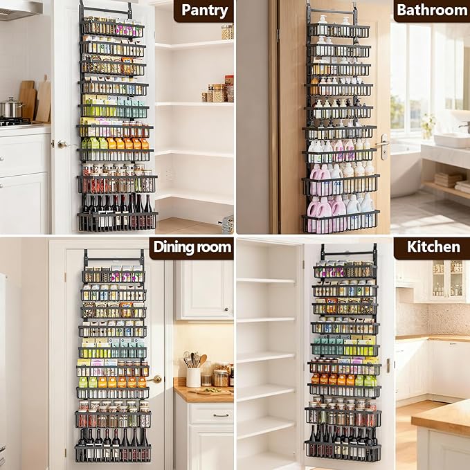 POKIPO 9 Tier Over The Door Pantry Organizer, 2 in 1 Wall Mount or Hanging - Image 7