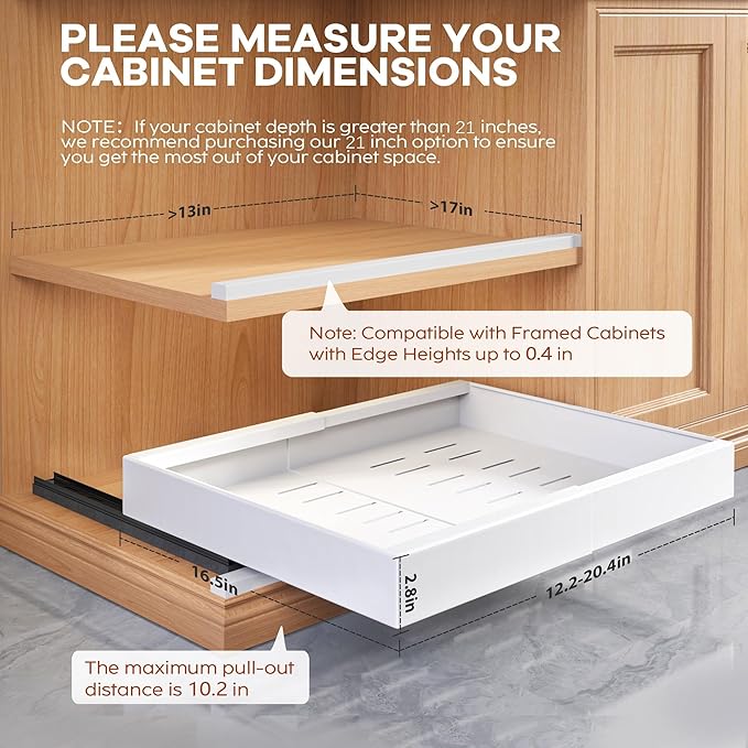 Seinloes 2 Pack Expandable Pull Out Cabinet Organizer 16.5"Deep - Image 4