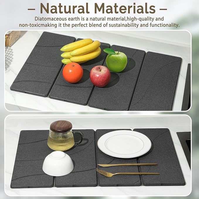 Large Stone Dish Drying Mat for Kitchen Counter, Foldable Water Absorbing - Image 8
