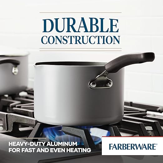 Farberware Cookstart DiamondMax Nonstick Straining Saucepan, Dishwasher Safe - Image 4