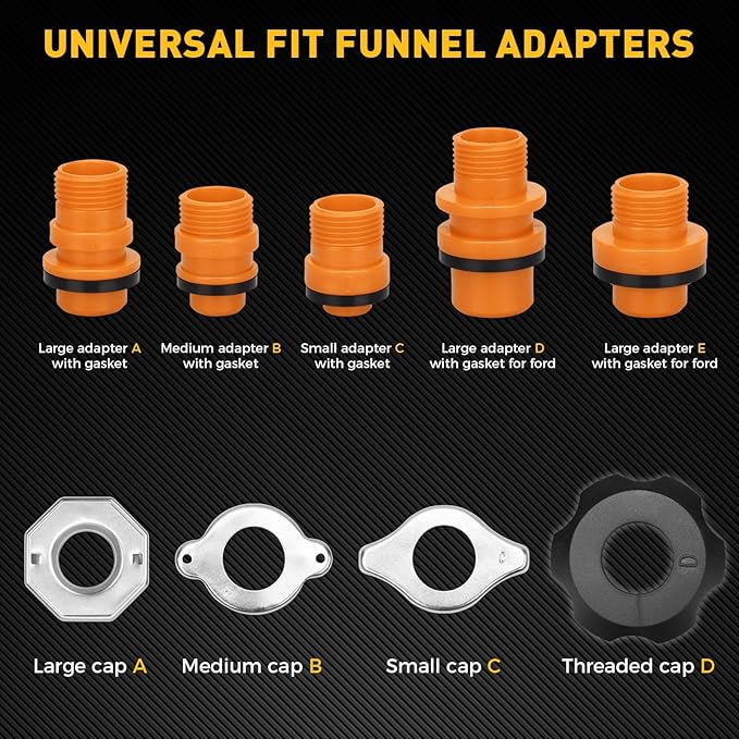 20-Piece No-Spill Coolant Funnel Kit, Cooling System Funnels Kits, Spill Proof - Image 2