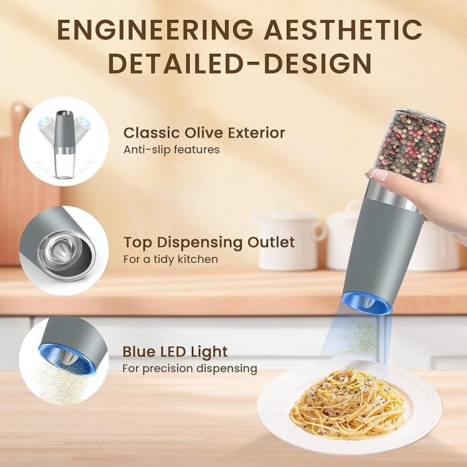 Gravity Electric Salt And Pepper Grinder Set, Automatic Salt And Pepper Grinder - Image 4