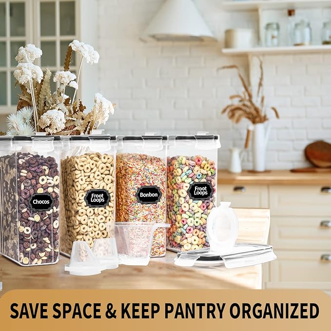 PRAKI Cereal Containers Storage Set, Measuring Cup & Marker - Image 6