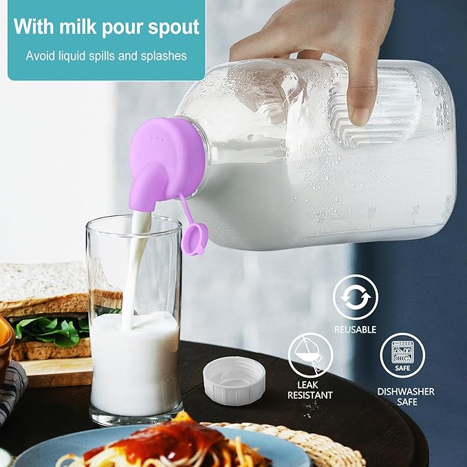 Ritayedet 3 Pack 64 Oz Heavy Duty Glass Milk Bottle - Image 3