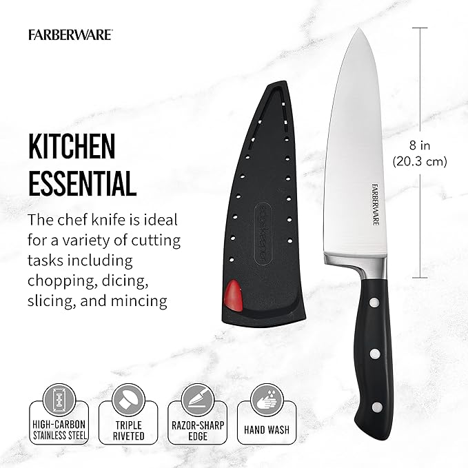 Farberware Edgekeeper 8-Inch Forged Triple Riveted Chef Knife - Image 2