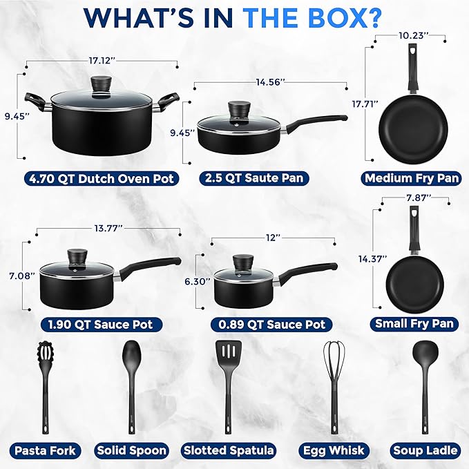 SereneLife Kitchenware Pots & Pans Basic Kitchen Cookware, Heat Resistant - Image 3