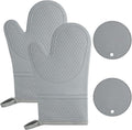AUAUY Oven Mitts with 2 Potholders, Silicone Oven Gloves Heat Resistant 464°F by AUAUY