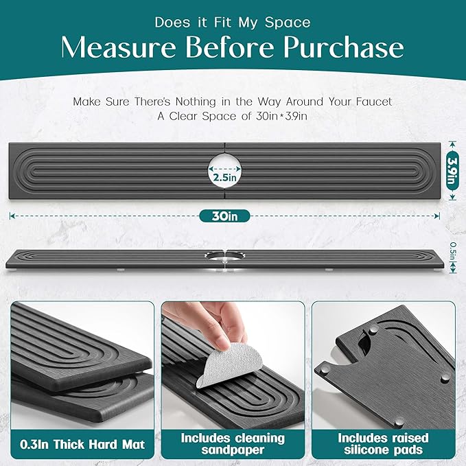 eormoe 30 inch Kitchen Faucet Absorbent Mat - Image 2