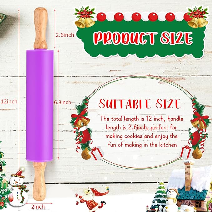Dandat 12 Pcs Small Rolling Pin Kids 12 Inch Mini Silicone Rolling Pin - Image 2