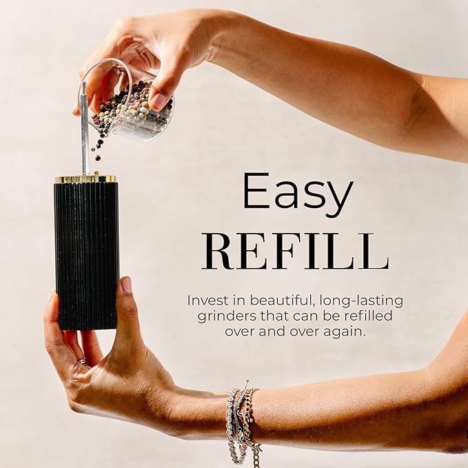 Wooden Salt and Pepper Grinder Set – Refillable Manual Salt and Pepper Mills - Image 6
