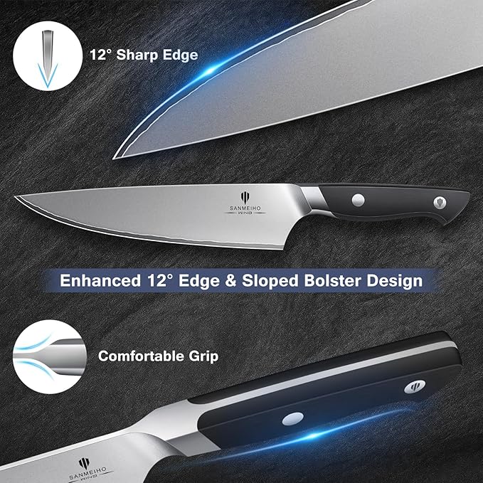 16 PCS Knife Set with Block, Japanese Kitchen Knife Set with 5 Layers High - Image 5