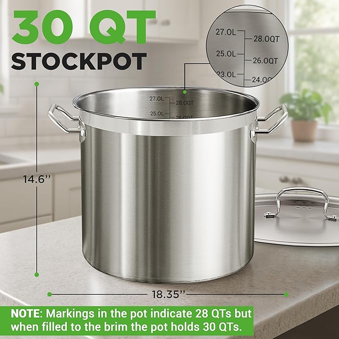 Nutrichef Stainless Steel Cookware Stockpot, 30 Quart Heavy Duty Induction Soup - Image 2