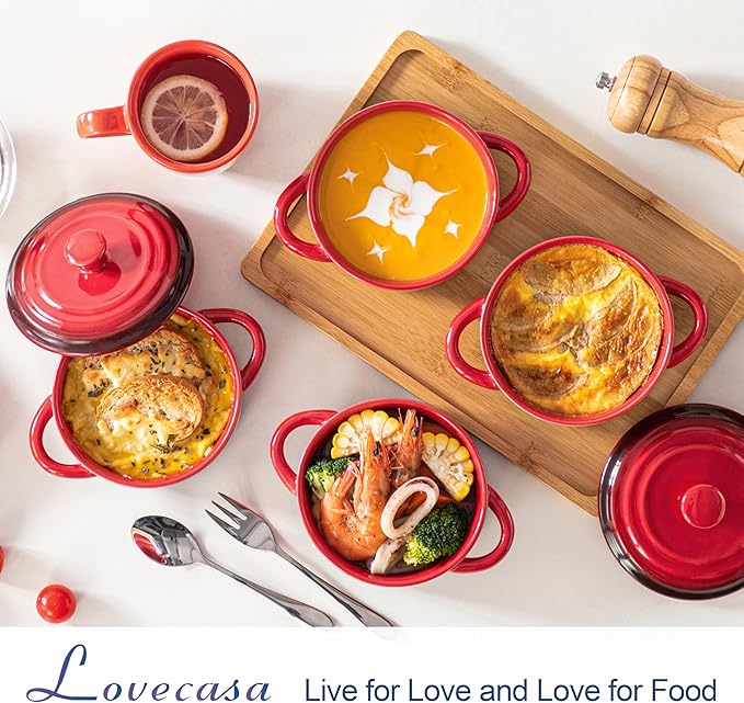 LOVECASA Mini Cocotte Set, 12 OZ Small Casserole Dishes - Image 2