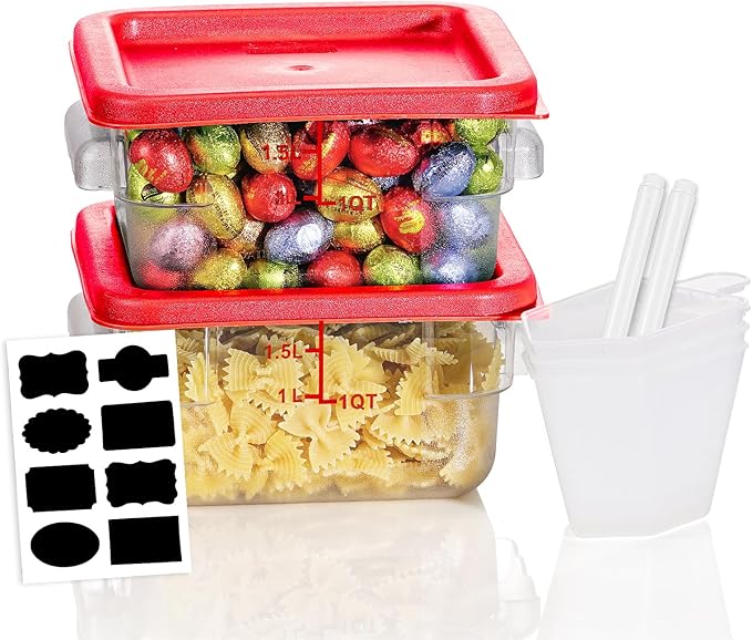 2QT NSF Food Storage Containers: 2 PCS Commercial Clear Square Food Storage by SVKLHY