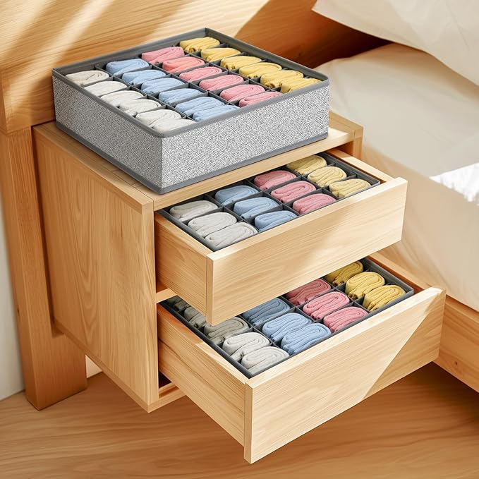 Joyoldelf Sock Drawer Organizer Divider Underwear Organizer 24-cell Fabric - Image 4