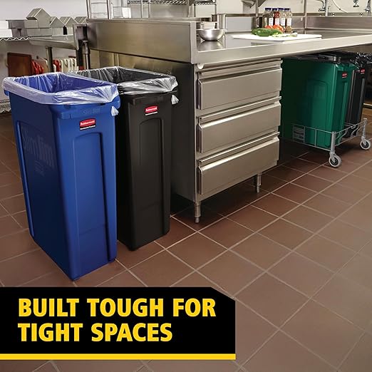 Rubbermaid Commercial Products Slim Jim Plastic Rectangular Trash/Garbage Can - Image 6