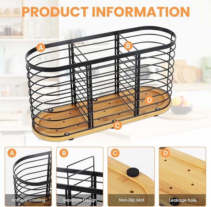 Utensil holder for Kitchen Counter- Large Utensils Holder For Farmhouse Cooking - Image 3