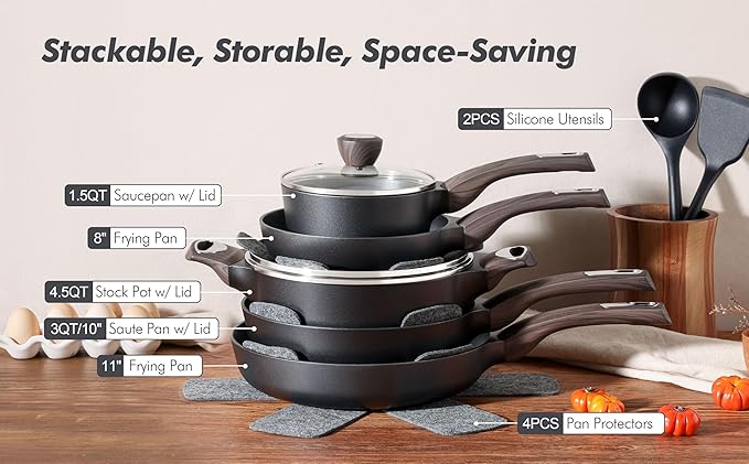 SENSARTE Pots and Pans Set Non stick, Non toxic Healthy Induction Cookware Sets - Image 9
